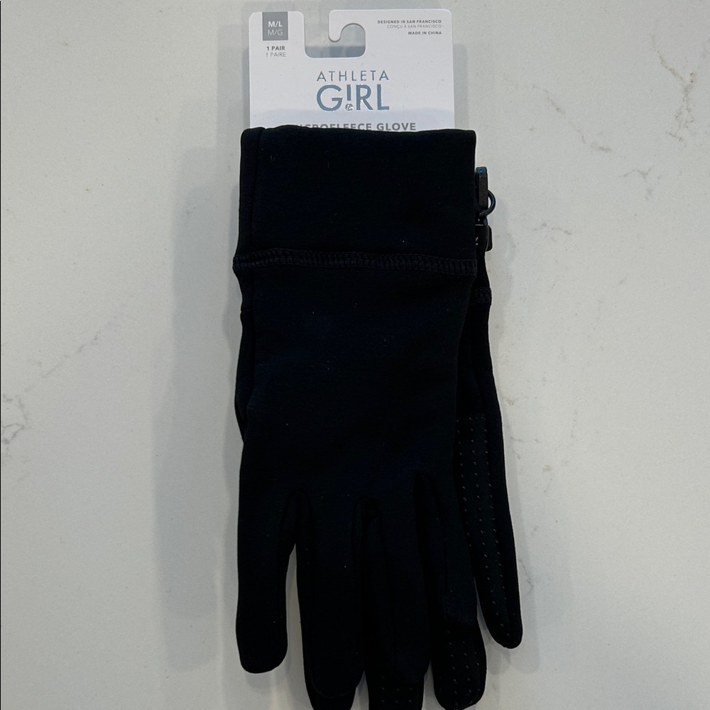 Athleta Girl Black Microfleece Gloves